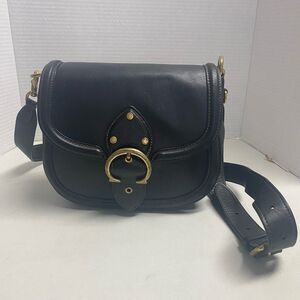 COACH Beat Saddle Bag Glovetanned Leather Crossbody 7X2.25X9 Black SEE DESCRIPTI